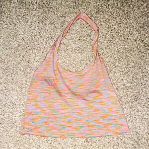 Divided by H&M Women's Knit Striped Halter Cropped Stretch Tank Top Size M
